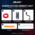 Bimmer Light Werkz screen outline ambient light kit contents and listed BMW model compatibility.